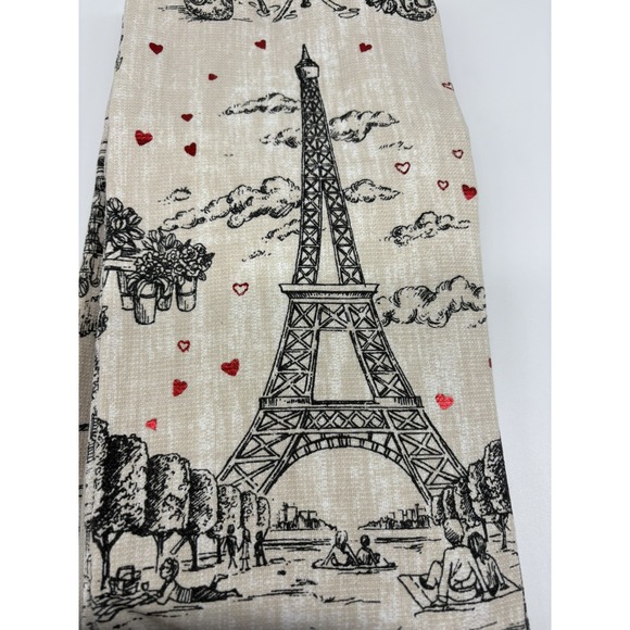 Rachel Zoe Paris Eiffel Tower Foil Hearts Kitchen Towel Set of 3 Valentine's Day - Picture 5 of 5